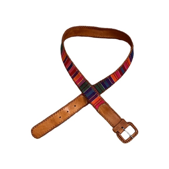 Multicolor Striped Leather Belt Made in Guatemala - Picture 1 of 1